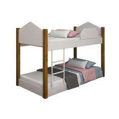 Beliche Infantil Juvenil Luiza - Branco e Mel - BABY MOBILIA