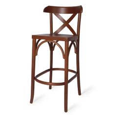 Banqueta de Madeira Bistrô Curve X Verniz Native