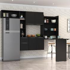 Cozinha Compacta com Mesa Dobrável MP2010 Sofia Multimóveis Preta