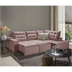 Sofá De Canto 5 Lugares 270cm Retrátil E Reclinável Rose