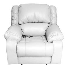 Poltrona do Papai Reclinável Elétrica com Massagem Magnum Couro Branco - Gran Belo