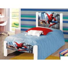 Cama Infantil Solteiro Adesivada Homem Aranha Branco