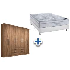 Cama Box Casal + Colchão Freedom Ortobom + Guarda Roupa Master 8.6 Atacama