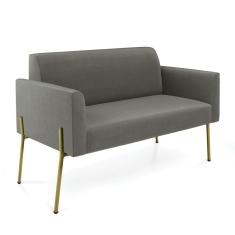 Sofá Namoradeira 2 Lugares Pé de Ferro Dourado Marisa Suede Grafite D03 - D`Rossi