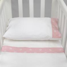 Jogo De Lençol Para Mini Berço 3 Peças Coroa Rosa - Tropical Baby