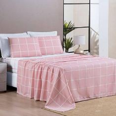 Jogo De Lençol Solteiro Square 3 Peças Rosa