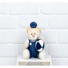 Urso de pelucia macacão com brinquedo - tedde 12 cm - CKD CONFECÇÕES, 