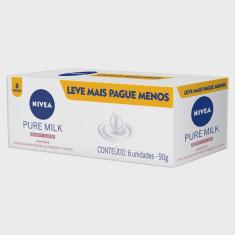 Sabonete em Barra Nivea Pure Milk Sensitive 6 Unidades com 90g cada