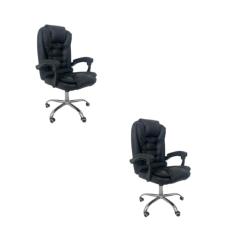 Kit 2 Cadeiras De Escritório Presidente Reclinável (Preto)