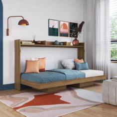 Cama Solteiro Juvenil Articulável Horizontal 80 Hanover Marrom/Mel - A