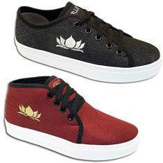 Kit 2 Pares Tenis Casual Feminino Trilupy Preto e Bordô