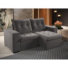 Sofá 200cm Bipartido Retrátil e Reclinável 3 Lugares Power com Rodizios Grafite