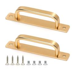 Yitexin Puxador de porta de metal sólido dourado com placas e parafusos, puxadores de portão deslizante de liga de alumínio sem perfuração de 147 mm/5,79 pol, puxadores para armário, guarda-roupa,