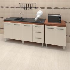 Balcao Pia 150cm E Multiuso 2 Portas 70cm Savana Off White Mobbs Savana Off White