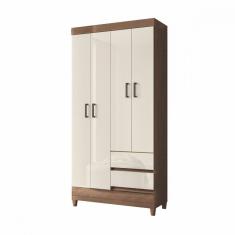 Guarda Roupa Solteiro com Pés Jequitiba Off White New Opção