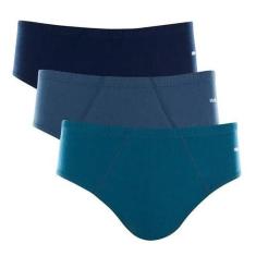 Kit com 3 Cuecas Slip Mash 010.20 Marinho/Azul petróleo/Royal, Marinho