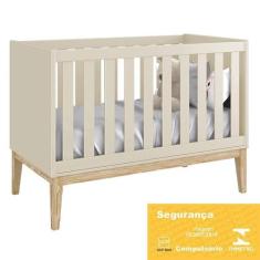 Berço Mini Cama Classic com Pés Madeira Natural - Reller Móveis, Areia