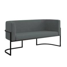 Sofá Namoradeira 2 Lugares Moderna Base Metal Black Balaqui Cinza