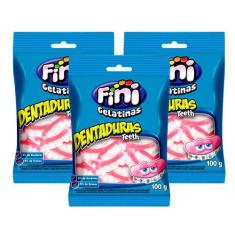 Balas de Gelatina Fini Dentaduras 100g  Kit com três unidades