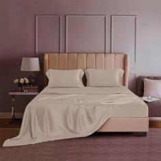 Jogo de Lençol Casal Bambu 600 Fios Casa di Valle 3 Peças, Cream pearl