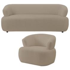 Kit Sofá 3 Lugares Para Sala 198cm Com 01 Poltrona Orgânica Florea M05