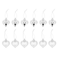 12 Peças de Enfeites Suspensos Em Formato de Coração, Superfícies Galvanizadas, Brilho Com Charme e Calor, Decorações de árvore de Natal, Adicionando Ambiente Doce e Romântico,
