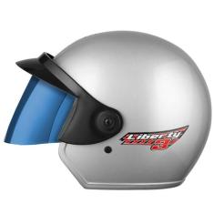 Capacete Moto Aberto Pro Tork Liberty Three 3 Viseira Iridium, PRATA, 
