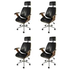 Kit 4 Cadeiras para Escritorio Presidente Bergen 3331 Preto