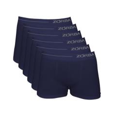 Kit 6 Cuecas Zorba Boxer Side sem Costura Microfibra 839 Marinho - P, 