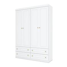 Berço Montessoriano e Guarda Roupa Infantil Americano 4 Portas Branco HP - Henn
