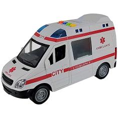 Mini Veículo Ambulância com luz som e abertura de portas Brinquedo Infantil 1:16 Shiny Toys 000432