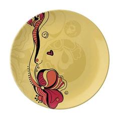 Plantas de flores coloridas Placa decorativa de porcelana Salver Prato de jantar