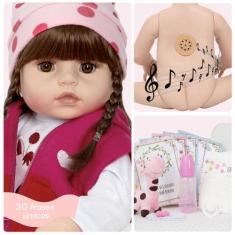 Boneca Reborn Fala 30 Frases Enxoval Girafinha 100% Silicone - Cegonha