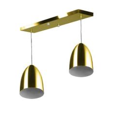 Lustre Pendente Sadan Duplo Base Retangular Dourado - MARRYLUZ