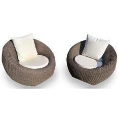 Conjunto de Poltronas em Corda Náutica Bola - 2 Poltronas - Tecido Dun