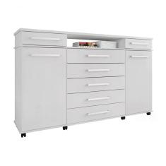 Comoda 07 Gavetas London Branco Com Rodizios Branco