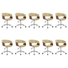 Kit 10 Cadeiras Para Escritório Diretor Giratória Regulável Turim Nude