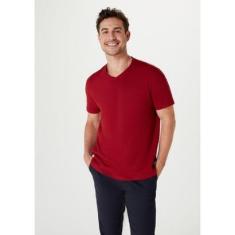 Camiseta Básica Masculina Manga Curta Gola V World - Azul XG-Masculino