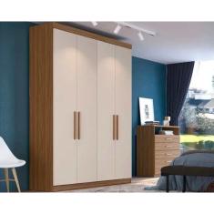 Guarda Roupa Casal 4 Portas e 2 Gavetas ph 1714 Nogueira/Off White - Herval