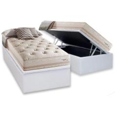 Cama Box Baú Solteiro: Colchão Molas Herval Maxspring Scotland + Base CRC Courano White(88x188)