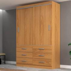 Guarda Roupa Casal Veneza Premium 2 Portas De Correr 6 Gavetas - Cinnamomo Cinnamomo