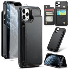 Asuwish Capa de celular para iPhone 11 Pro Max 6,5 com protetor de tela e bloqueio de RFID couro PU suporte para cartão de crédito acessórios para celular iPhone11 11pro Promax i XI Plus mulheres