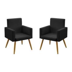 Kit 2 Poltronas Decorativas Vega Suede Preto Aradecor