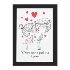 Quadro para Quarto Frase Amor Gesto Moldura Preta 22x32cm - Quartinhos