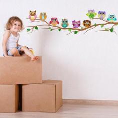 Adesivo de Parede Infantil Galho das Corujas (Direita para Esquerda) -