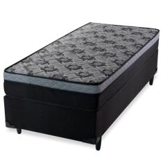 Cama Box Solteiro com Colchão Mola Safira Spec Preto - Hellen Colchões