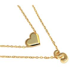 Colar Cordão Duplo Minha Inicial Letra S Folheado Ouro 18k - Milena Fo