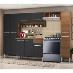 Armário de Cozinha Emilly Hit Balcão 11 Portas 1GPreto - MADESA