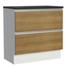 Balcão Madesa Acordes 100% Mdf 2 Gavetas Branco/rustic