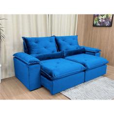 Sofá Retrátil Reclinável 2,00 m Azul 506 Zuqui Plus